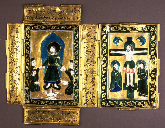 Book Cover with the Resurrection and Crucifixion