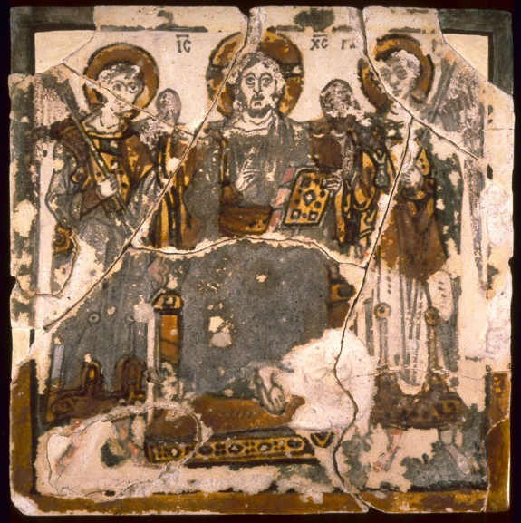 Christ Enthroned Between Two Archangels