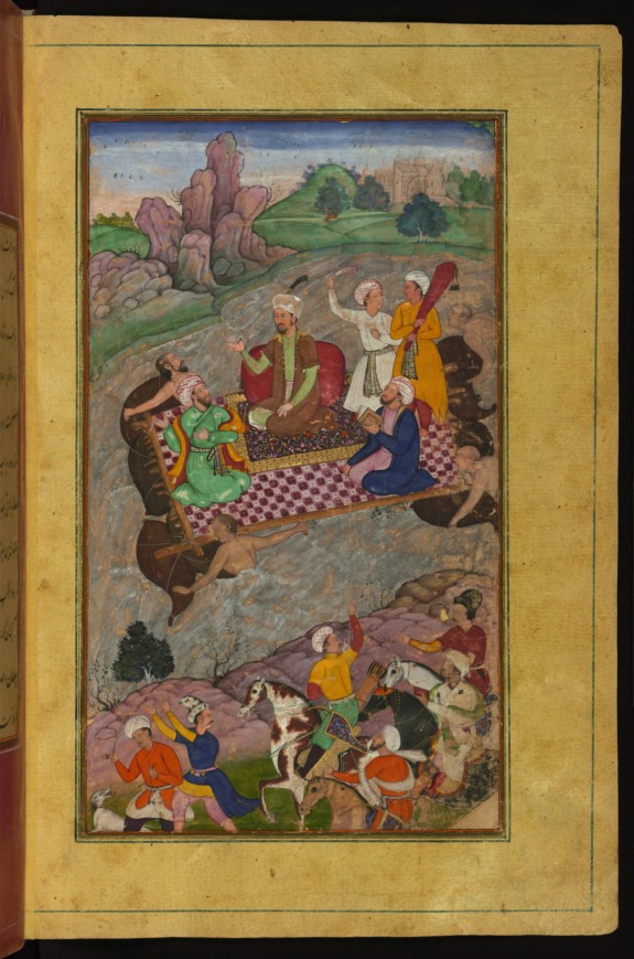 Babur Riding a Raft from Kunar Back to Atar