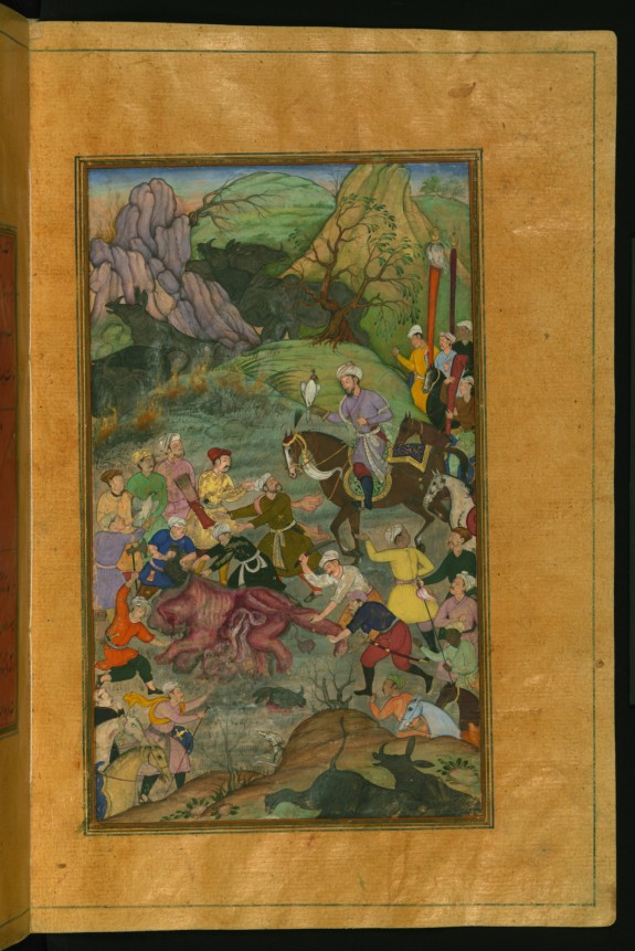 Babur and his Party Hunting for Rhinoceros in Swati