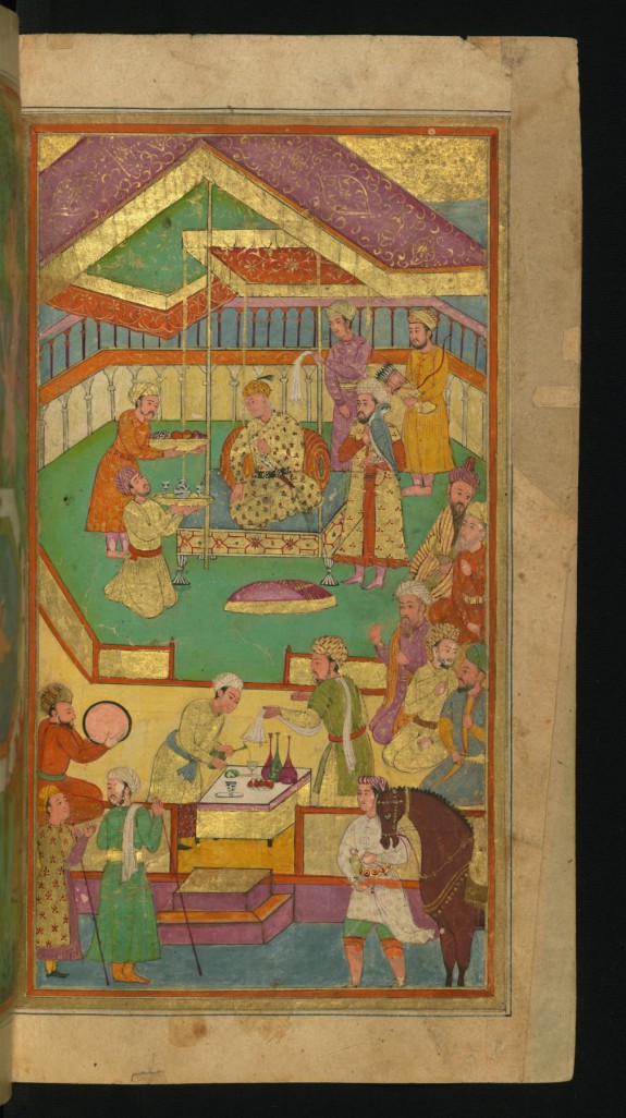 A Court Scene with Food and Music