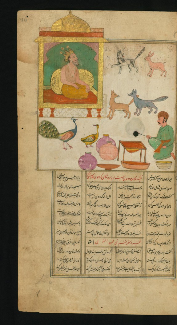 A Jackal in the Company of Other Animals and Birds