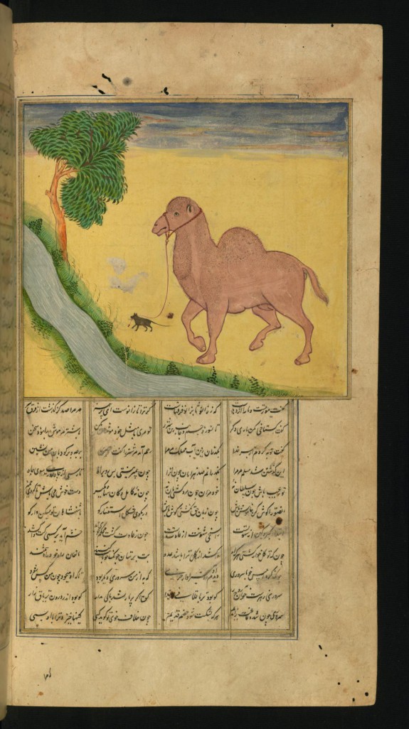 A Mouse, Clutching the Reins of a Camel, at a Stream of Water