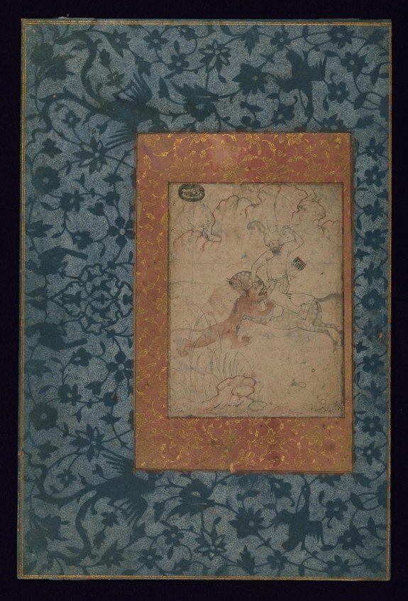 Mounted Figure Attacked by a Lion