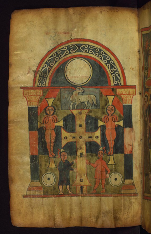 Crucifixion, with Christ Represented as Lamb on top of the Cross
