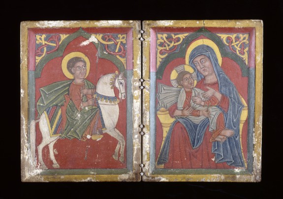 Diptych Icon with Saint George, and Mary and the Infant Christ