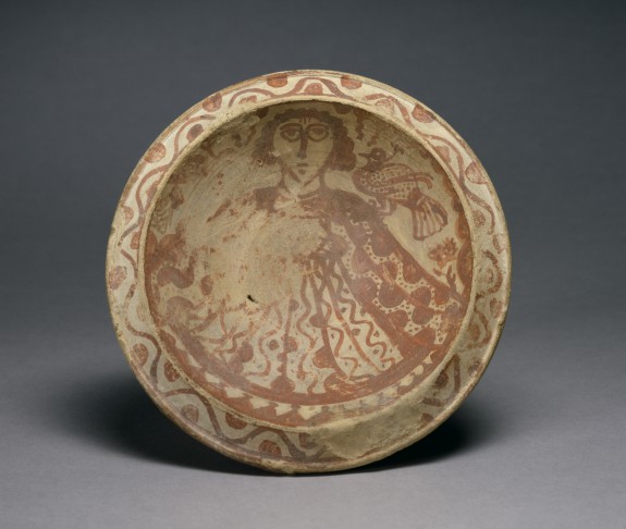 Dish with a Human Figure and a Bird