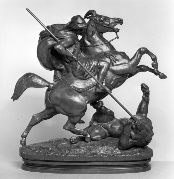 Arab Horseman Killing a Lion