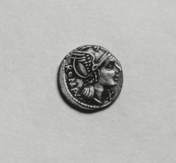 Coin with Denarius with Roma