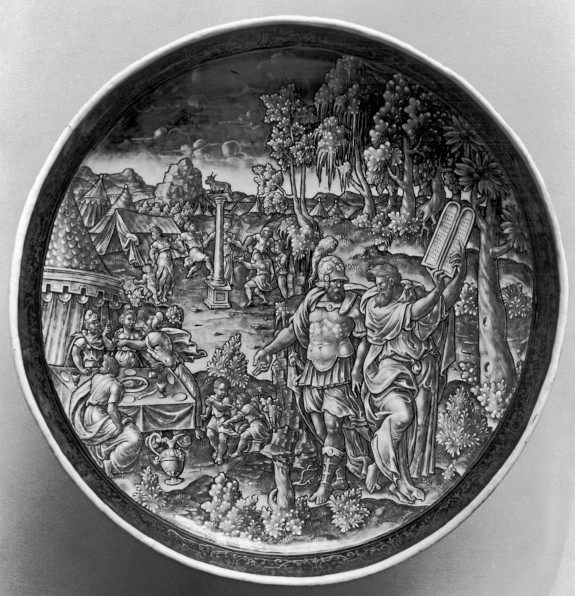 Footed Dish with Moses Destroying the Tables of Law