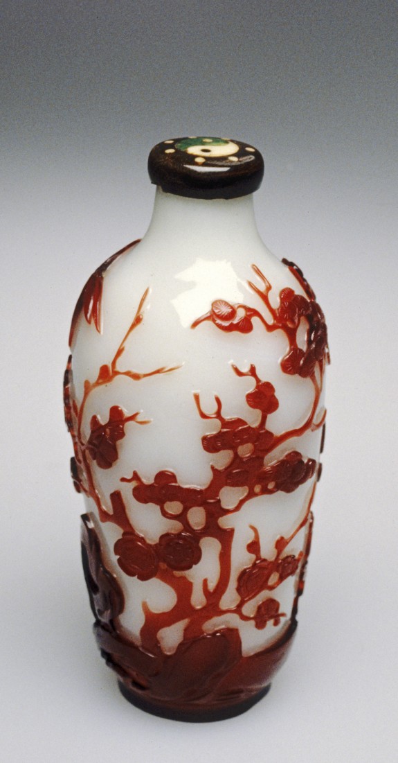 Bottle with Bamboo and Flowers