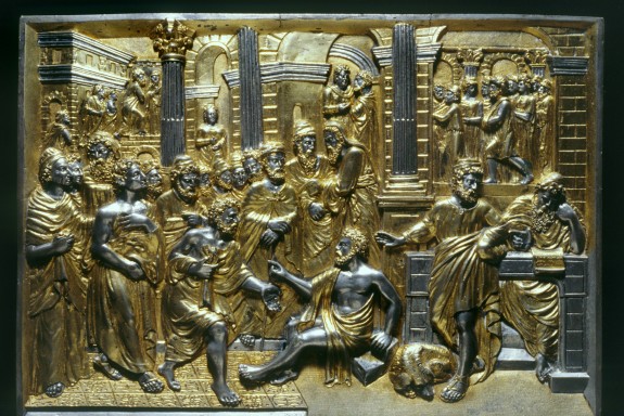 Plaque with Saints Peter and John Healing the Lame Man