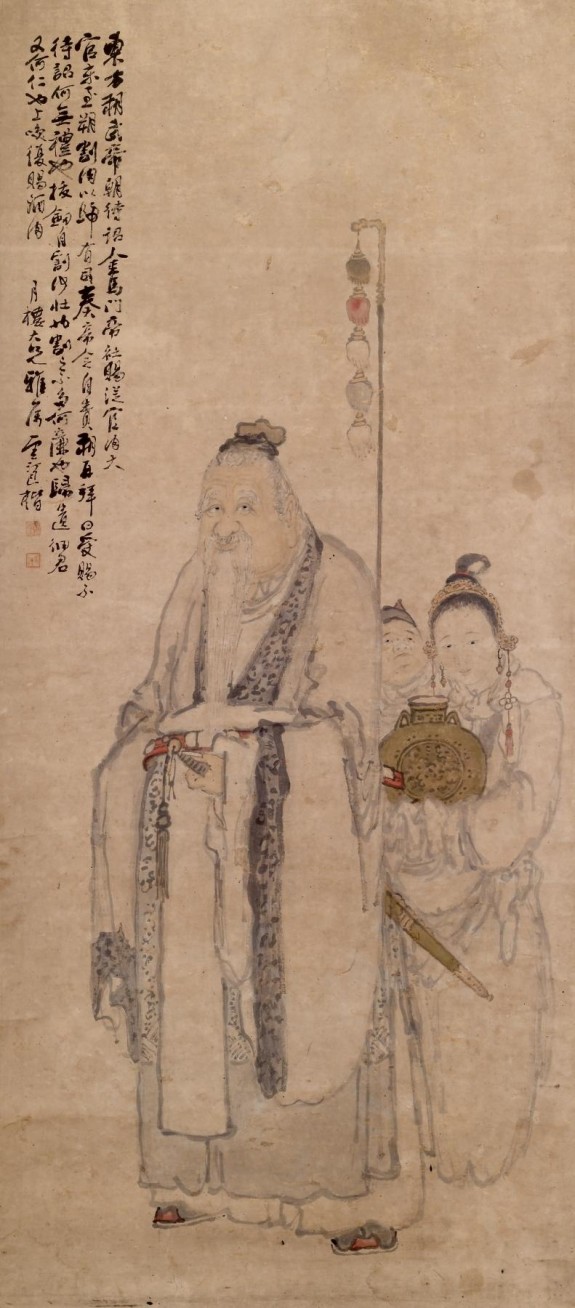 Portrait of Dong Fang Suo [Tung-fang So] with Two Attendants