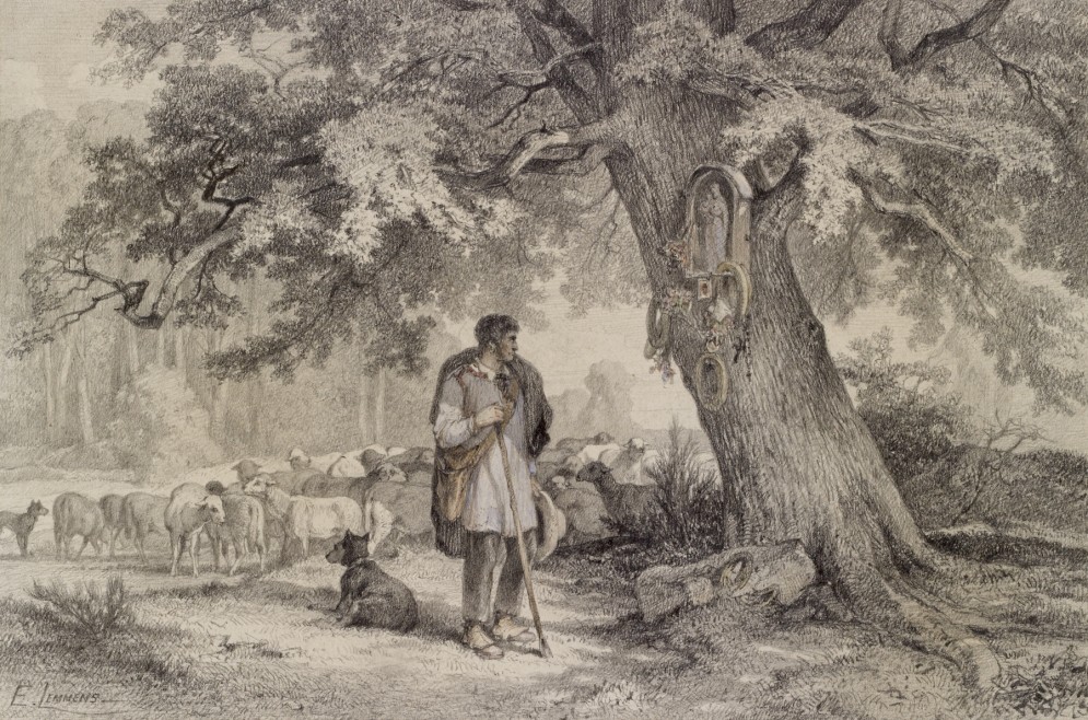 Shepherd with Flock