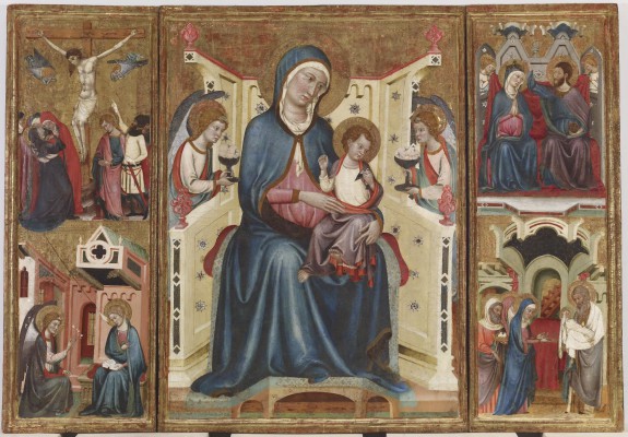 Triptych with Madonna and Child with the Crucifixion and the Annunciation on the Left and the Presentation and Coronation on the Right