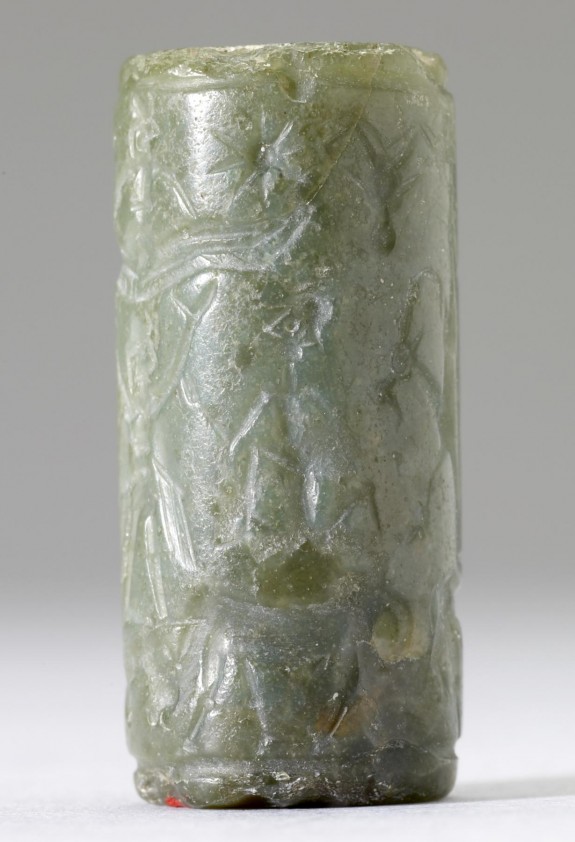 Cylinder Seal with a Row of Human Figures above Animals