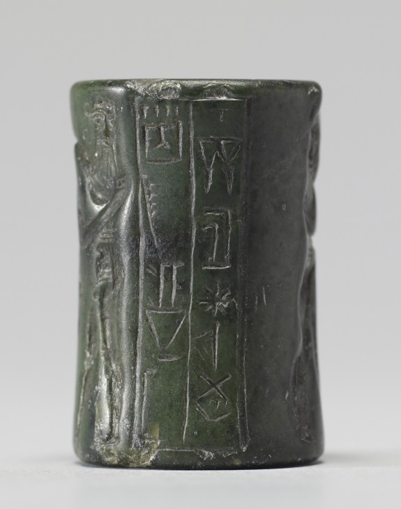 Cylinder Seal with Figures Wrestling Animals