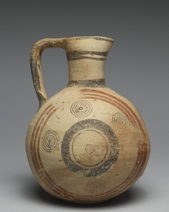 Bichrome Ware Jug with Geometric Design and Concentric Circles