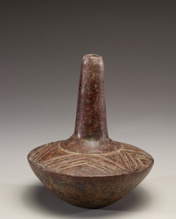 Bottle with Sharp Shoulders with Incised Design