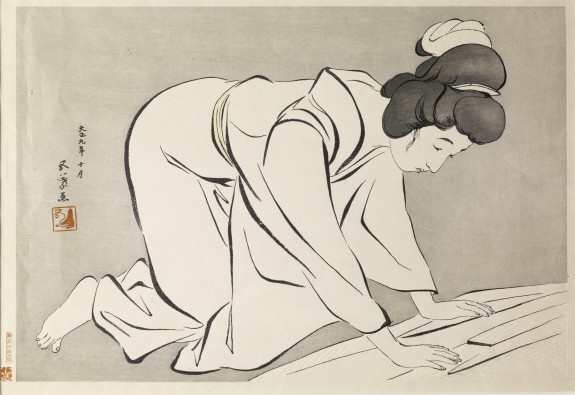 Woman Folding a Kimono