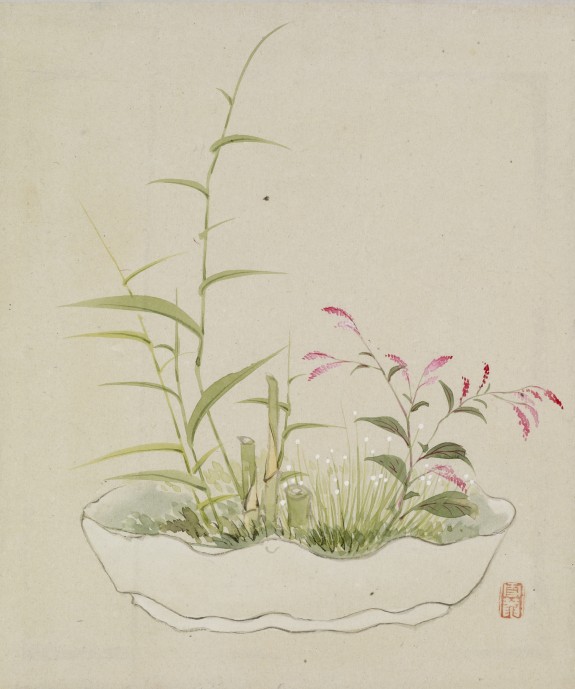 Leaf from Album Depicting Birds, Flowers, Landscapes, and Flower Pots