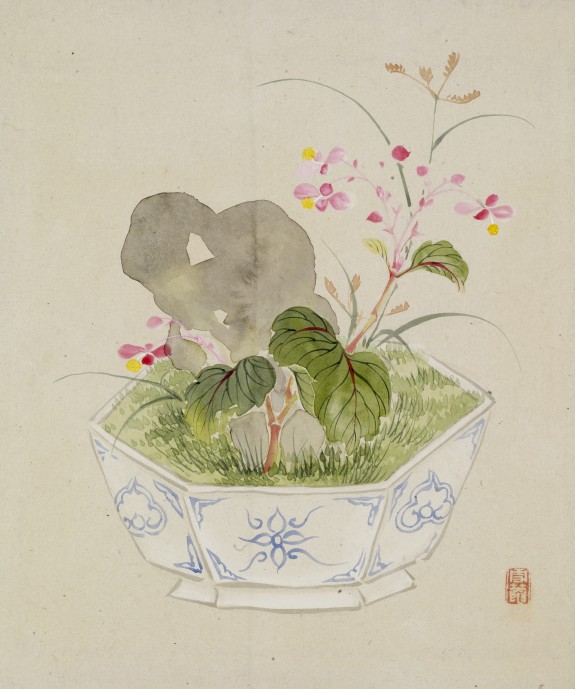 Leaf from Album Depicting Birds, Flowers, Landscapes, and Flower Pots