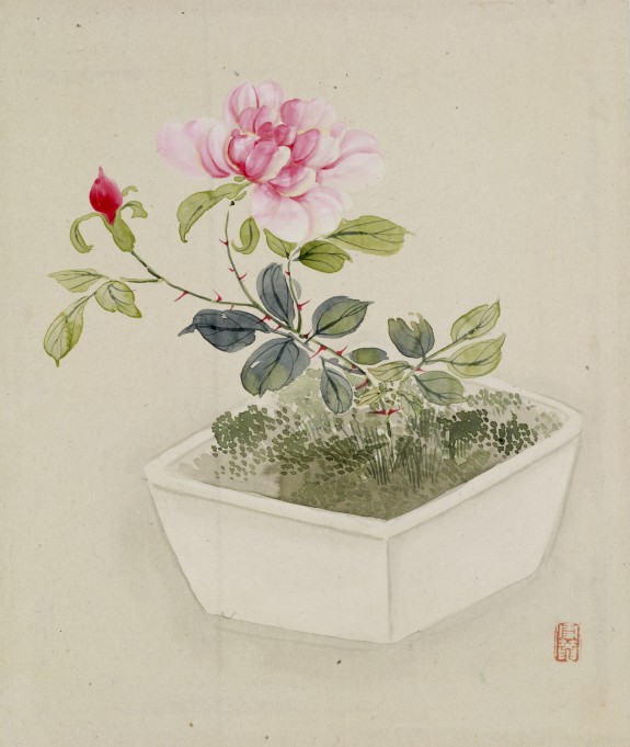Leaf from Album Depicting Birds, Flowers, Landscapes, and Flower Pots