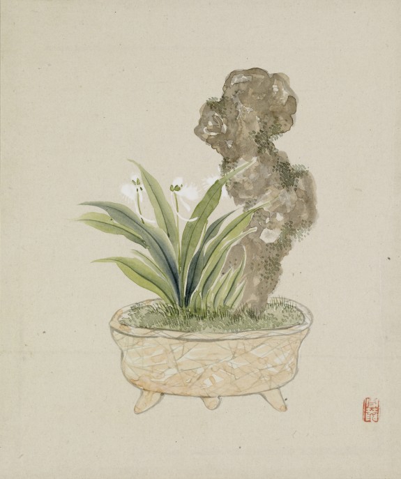 Leaf from Album Depicting Birds, Flowers, Landscapes, and Flower Pots