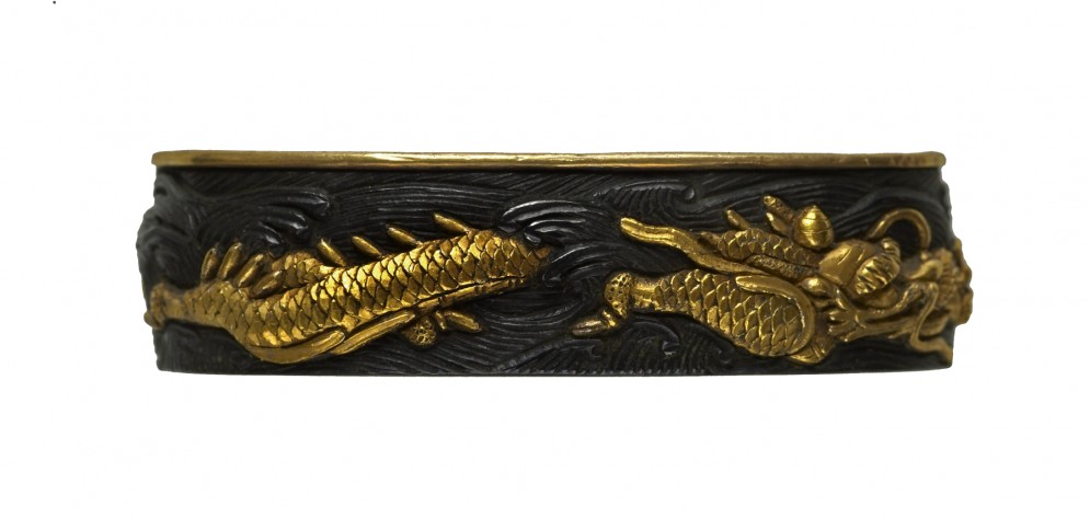 Fuchi with Dragon and Waves