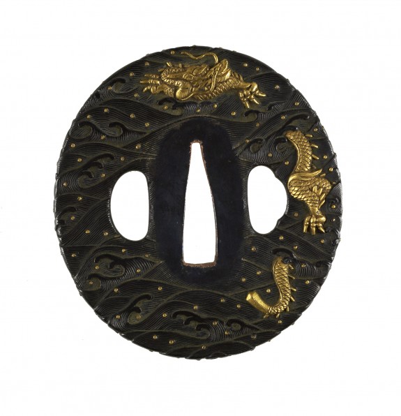 Tsuba with Dragon and Jewel
