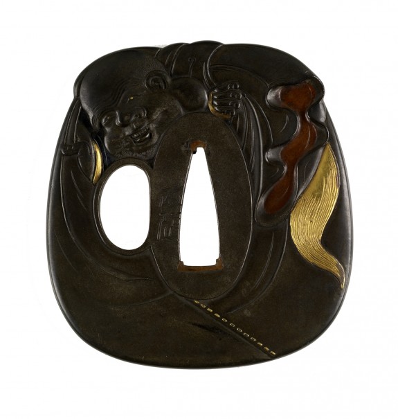Tsuba with the God Hotei with his Sack