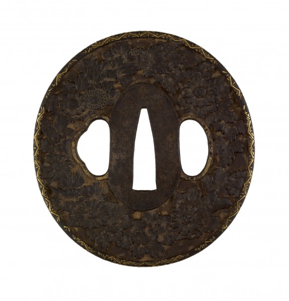 Tsuba with Chrysanthemums