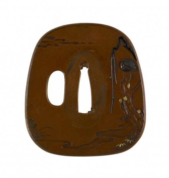 Tsuba with a Bird in a Winter Willow