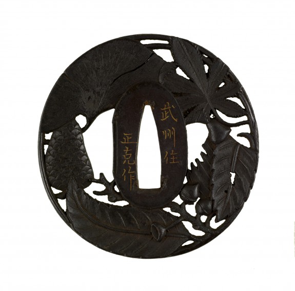 Tsuba with Autumn Leaves