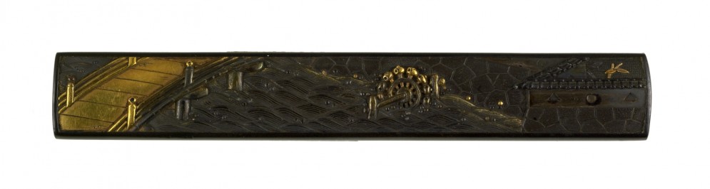 Kozuka of a Bridge, Water-wheel and Castle Wall