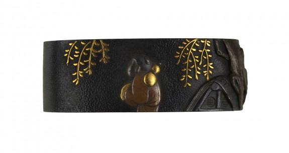 Fuchi with a Man Carrying a Gourd