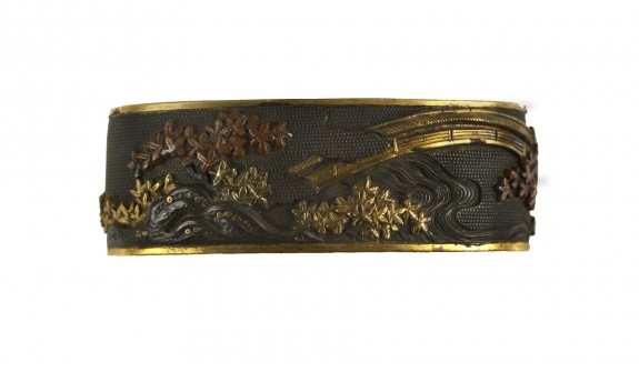 Fuchi with Bridge and Maple Leaves