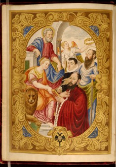 Venezia's Presentation of Comissio to Contarini with Saints, Victory and a Lion