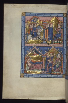 Above: Magi guided by star/Magi before Herod; Below: Magi warned in dream/Adoration of the Magi