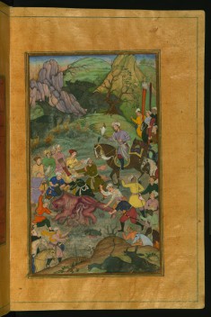 Babur and his Party Hunting for Rhinoceros in Swati