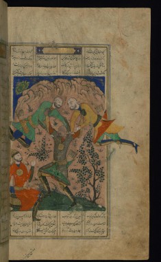 Bahram Gur Wrestles with Two Indian Champions in the Presence of Shangul, King of India