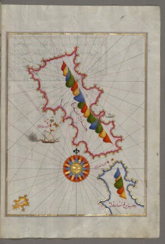 Map of the Island of Andros in the Northern Aegean Sea