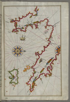 Map of the Peloponnese Peninsula with the Island of Kythira and the Lakonikos Bay