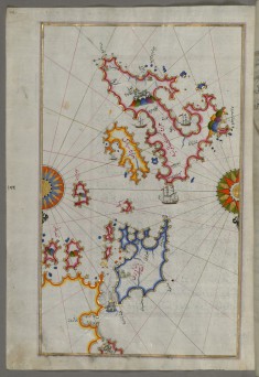 Map of the Islands of Kefalonia, Ithaca, and Aya Mavra Off the Western Coast of Greece