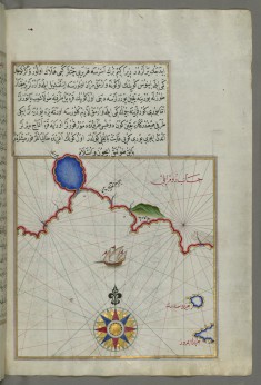 Map with Part of the European Coastline with the Islands of Semendrek and Imroz in the Aegean Sea