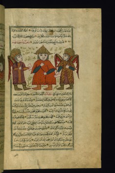 Two Angels, with a Man in the Middle Charged to Write Down his Good and Bad Deeds