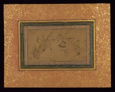Single Leaf of an Elephant Attacking a Horse and Rider
