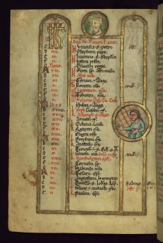 August Calendar with Tonsured Man and Virgo in roundels