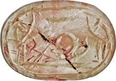 Scarab with Adoration Scene with Sun Barque and Baboons