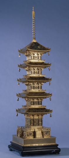 Okimono of a Pagoda with Famous Scenes